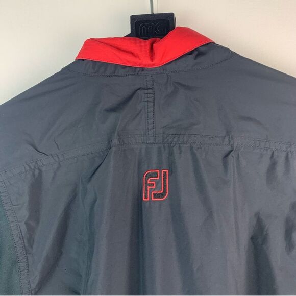 FootJoy Dryjoys Short Sleeve Golf Jacket Mens Large Black Red Pullover Lined 1/4 - Picture 5 of 9